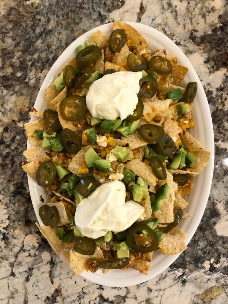 Street Corn Nachos:  Vegetarian Nachos