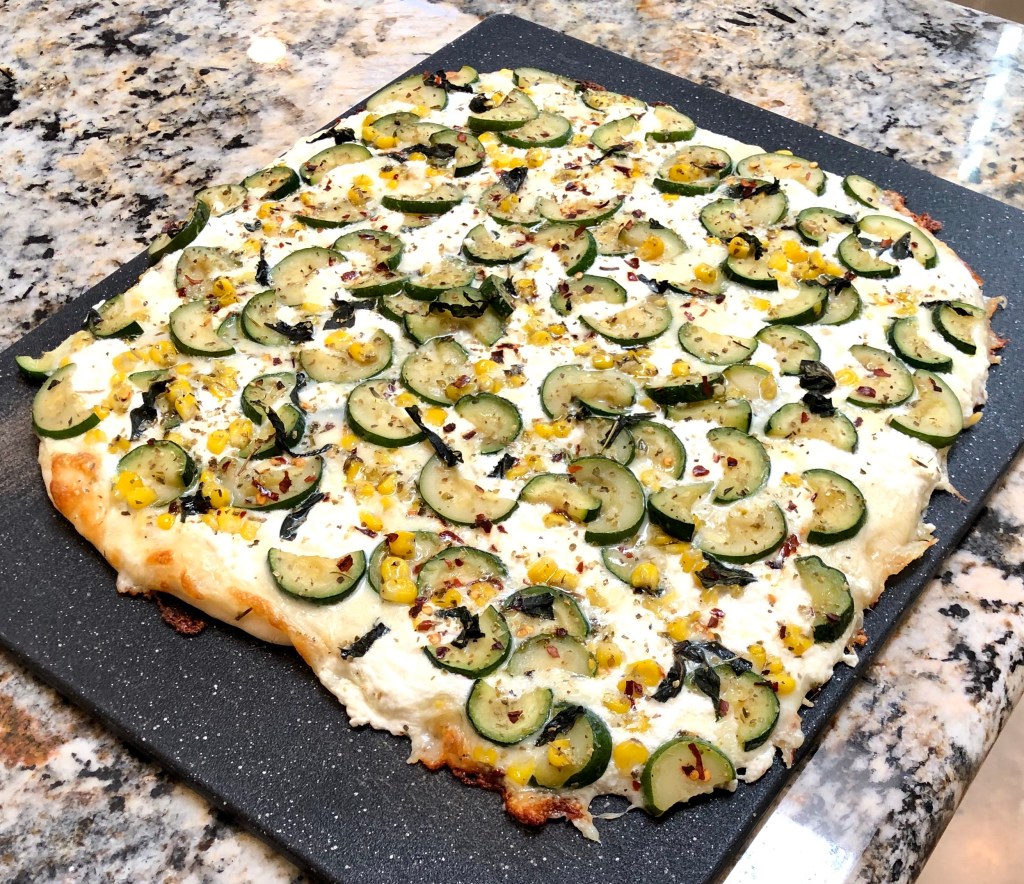 White Zucchini Corn Pizza