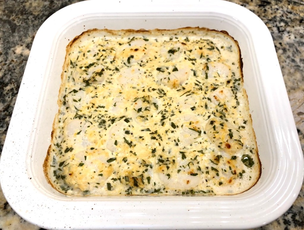 Scallops au Gratin: Fresh from the oven