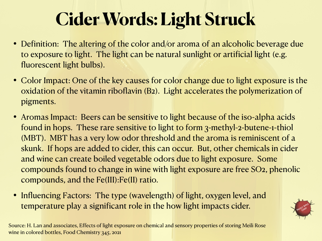 The impact of light on cider.