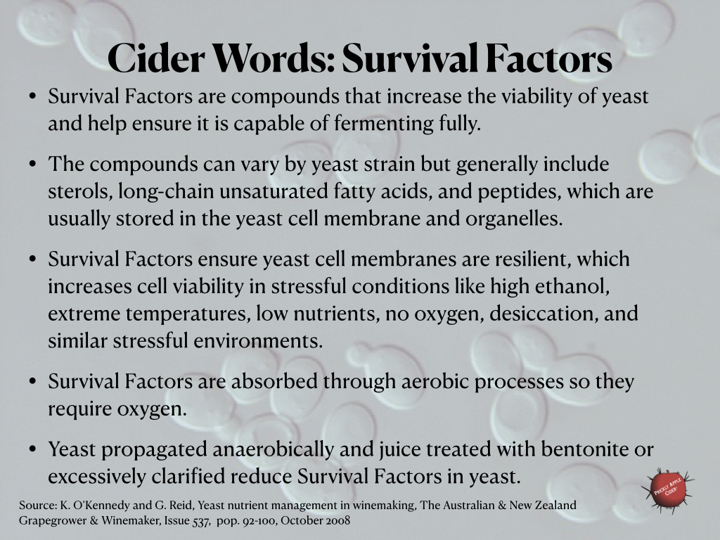Yeast Survival Factors: The Impact to Cider Fermentation